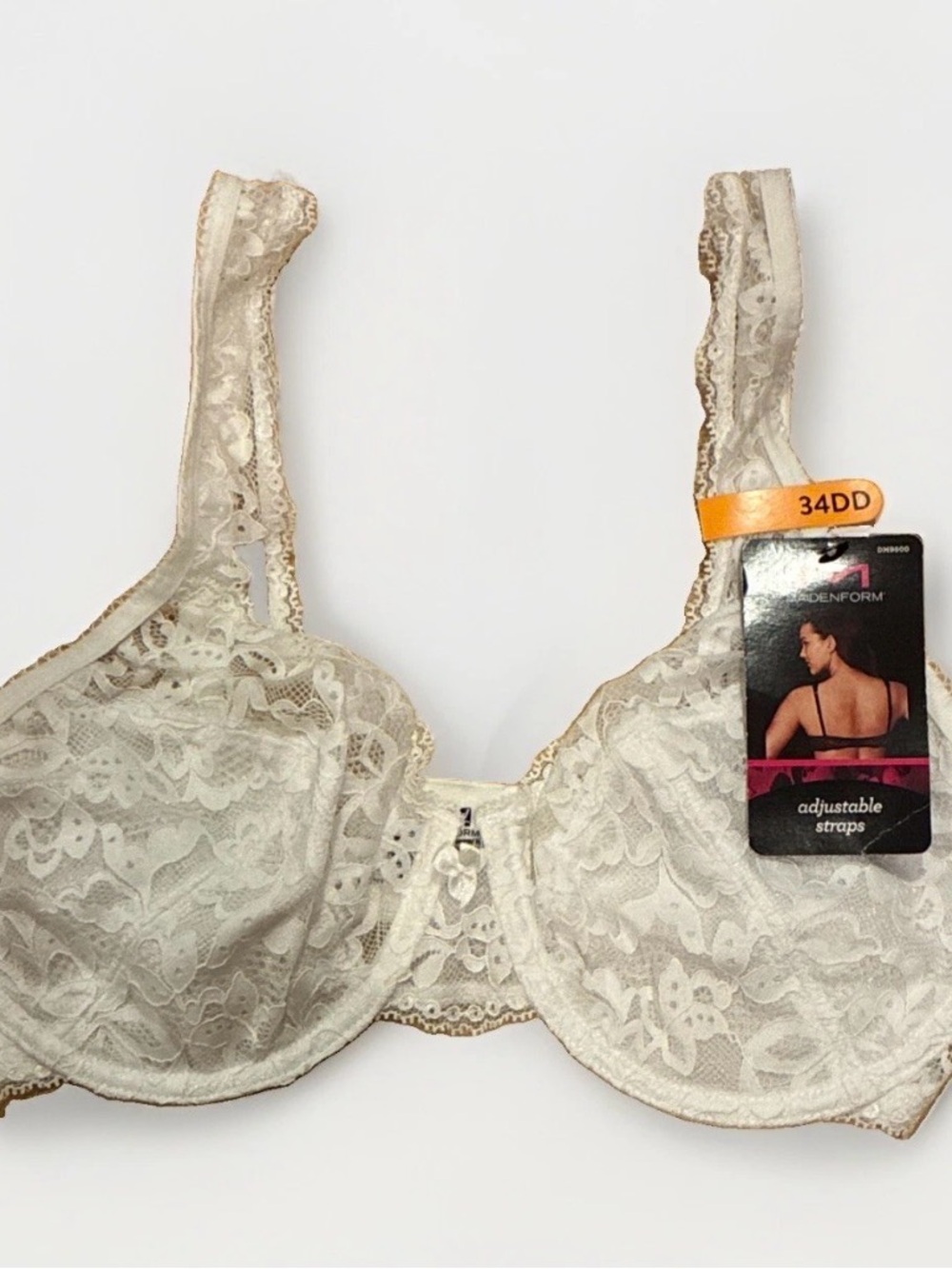 Maidenform Cream Lace Underwire Bra with Adjustable Straps